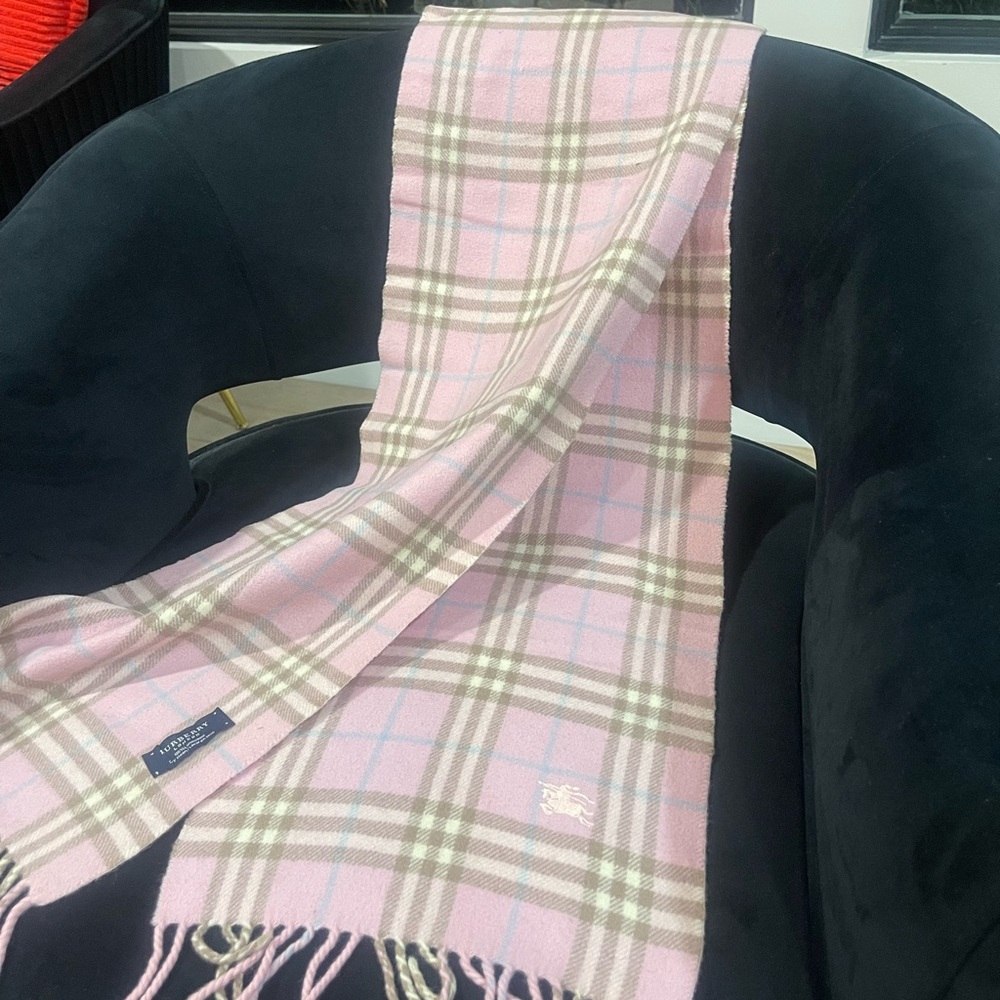 Pink Burberry Check Scarf - Picture 3 of 4
